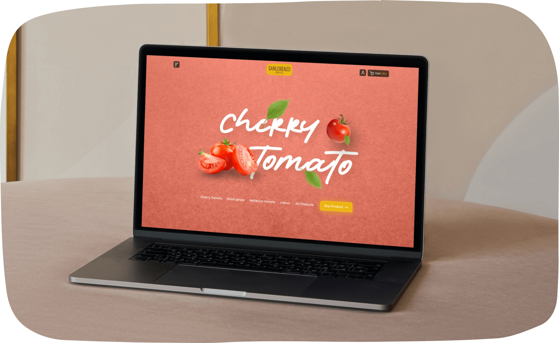 Showing laptop cherry Tomato E- commerce website